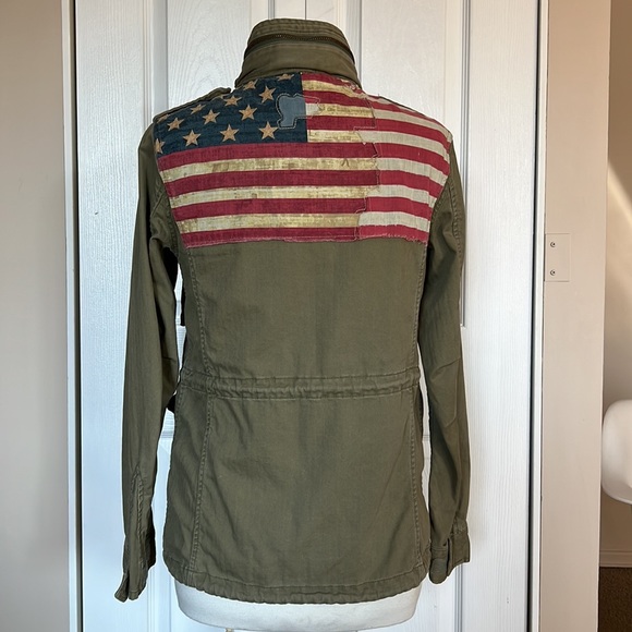 VTG Ralph Lauren Denim Supply Military American Flag Distress Jacket Medium M - Picture 3 of 9